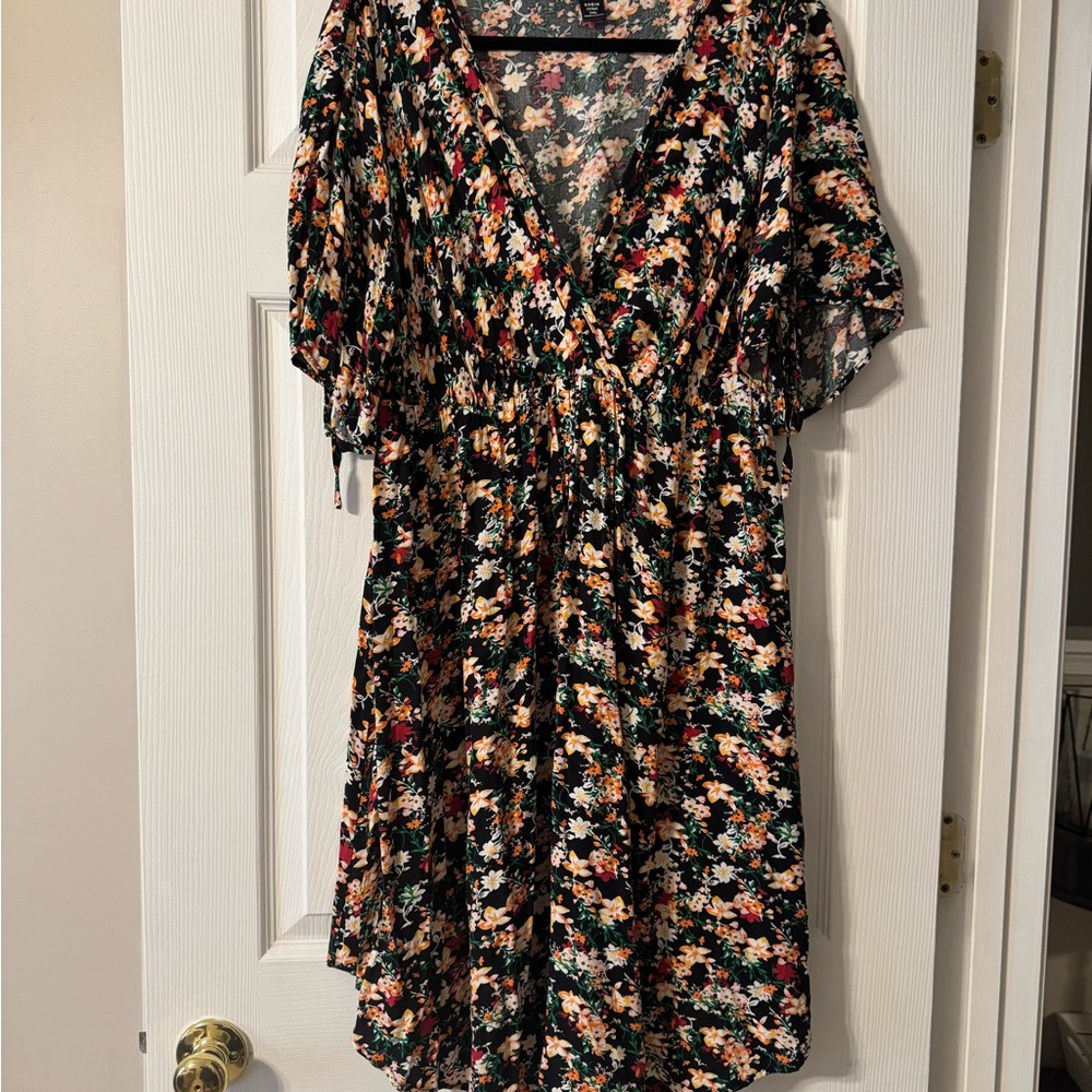 SHEIN Orange Ruffled Wrap Sundress